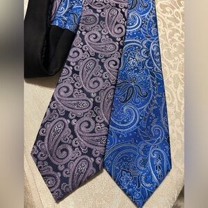 2 pc King Size Signature & Synrgy extra long paisley tie, extra long blue purple